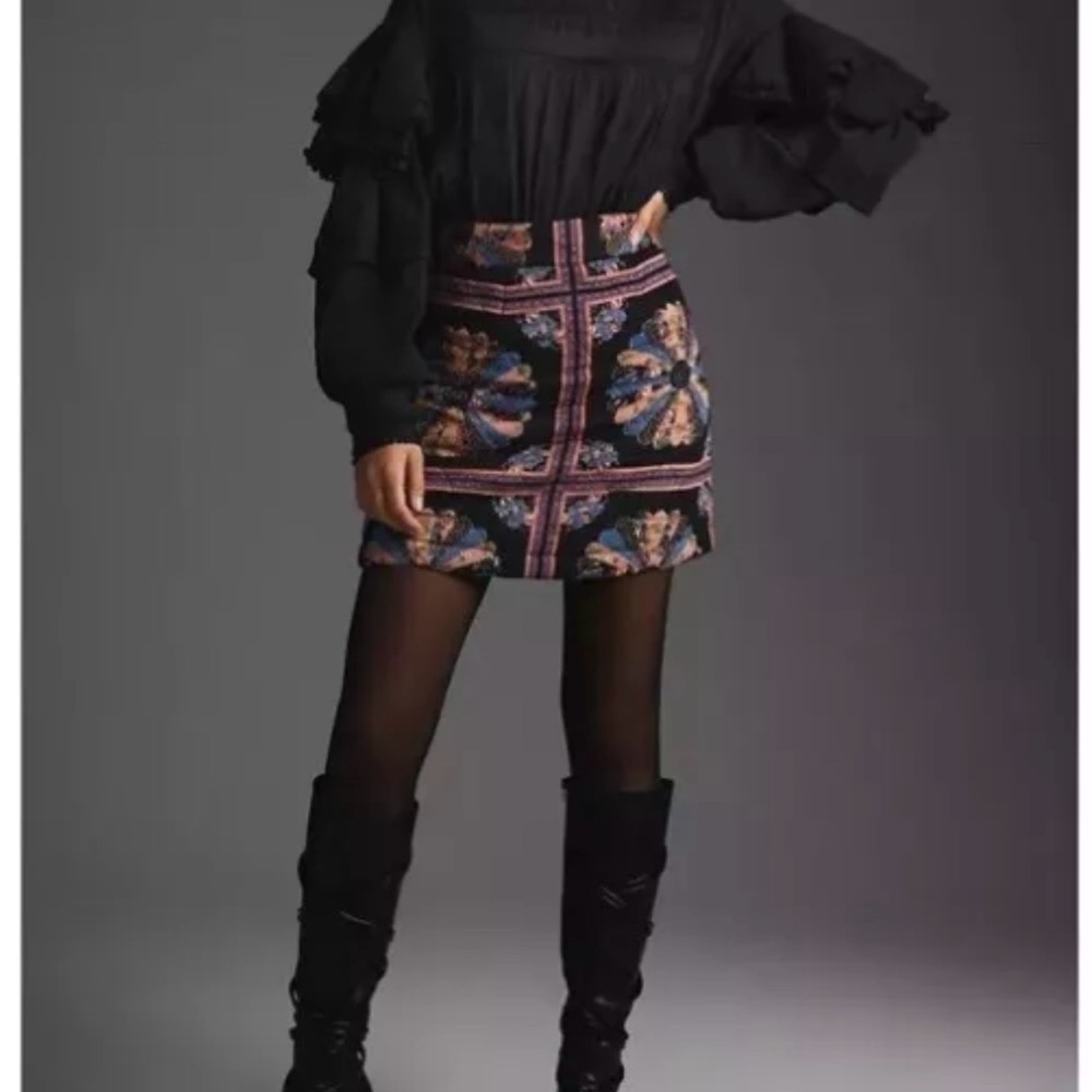 Antik Batik Black and Multicolor Mini Skirt